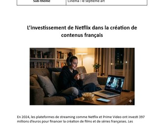 AQA French A Level stimulus card - L’investissement de Netflix dans la création de contenus français
