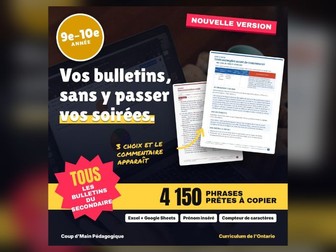 French Report Card Comment Generator Ontario Grades 9-10 | Commentaires bulletin