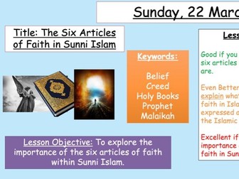 Eduqas Religious Studies Route A Component 3: Islam Beliefs and Teachings - 1. Six Articles of Faith