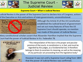 Judicial Review - US Supreme Court.  US Gov & Pol