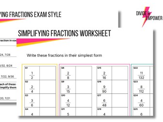 Simplifying Fractions - Differentiated Worksheets