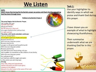 Eucharistic Prayer Lesson