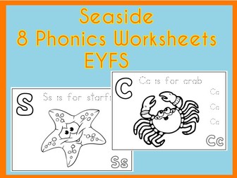 Seaside 8 Phonics Worksheets EYFS