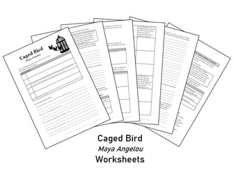 Caged Bird - Maya Angelou - Worksheets for comprehension and analysis