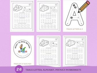 26 Pages - Tracing Letters - Tracing Alphabet - Phonics Worksheets - Practice Letter Formation