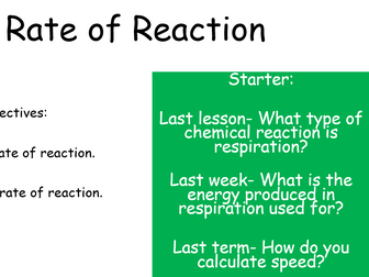 RATE OF REACTION