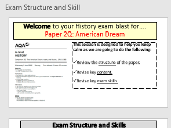 2Q A-Level History American Dream Exam Blast Revision