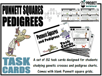Genetics - Punnett Squares and Pedigrees Task Cards