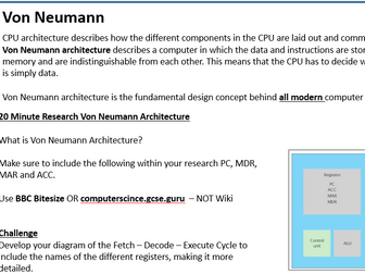 KS4 - Architecture of CPU / Von Neumann (OCR 1.1.1)