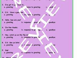 Greetings and Good Byes 3 Worksheet Set