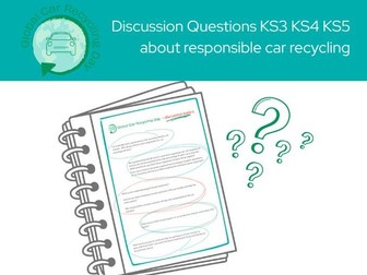 Global Car Recycling Day Discussion KS3 KS4 KS5 Questions
