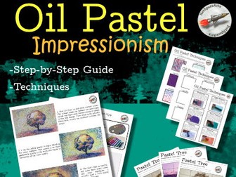 Oil Pastel Tree Drawing Impressionism - Lesson - Sub Art Plan - Colour - Rubric