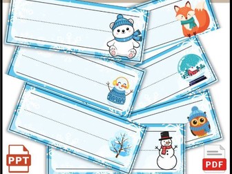 Editable Winter Name Tags, Student Name Tags,