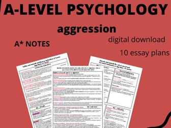 A Level Psychology - aggression - 16 mark essay/question  plans