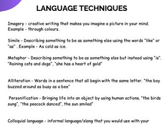 GCSE English - Identify the language technique (I)