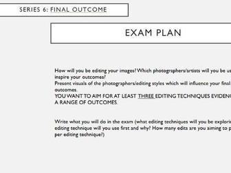 GCSE Photography ESA 2025. Exam prep digital template/guidance