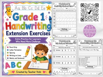 Grade 1 Handwriting Extension Worksheets, Letter Formation, Spacing & Copywork