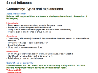 Psychology AQA A level- Social influence