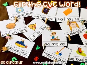 CVC word clipcards.