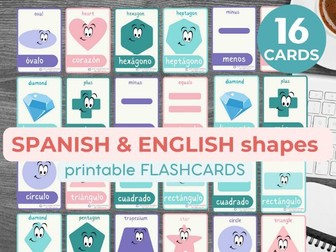 BILINGUAL SPANISH SHAPES flashcards | Spanish Educational Printable flashcards | Essential