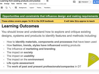 OCR NEW GCSE DESIGN TECHNOLOGY - CHAPTER 2 (Learning from existing products & practice)