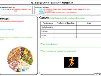 AQA GCSE Biology - Bioenergetics - Metabolism