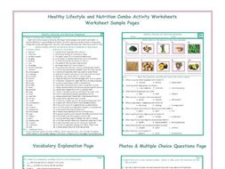 Healthy Lifestyle and Nutrition Combo Activity Worksheets