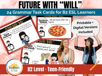B1 Grammar Task Cards – Future with “Will” (ESL / EFL Resource)