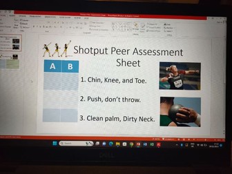 Shot Put Resource and Peer Assessment Card