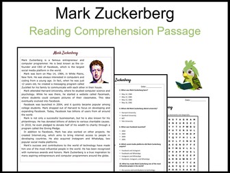 Mark Zuckerberg Reading Comprehension and Word Search