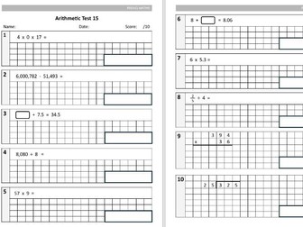 Year 6 Intermediate Arithmetic Tests - 10 Tests in Standard SATS Format