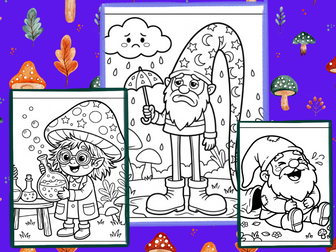 Gnome Sweet Gnome | 38 Fun and Whimsical Colouring Pages for Kids | Printable PDF