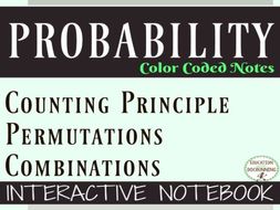 Permutations and Combinations Color Coded Interactive Notebook