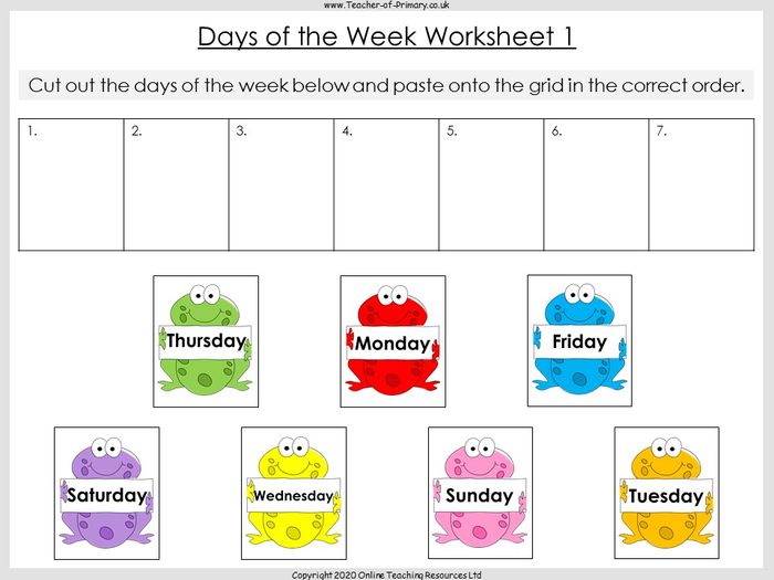 Days Of The Week - Year 1 | Teaching Resources