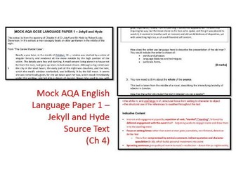 Mock AQA GCSE English Language Paper 1 - Jekyll and Hyde Source Text (Ch 4)