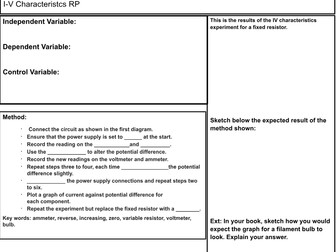 IV CHARACTERISTICS REQUIRED PRACTICAL WORKSHEET