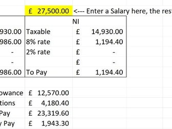 AQA L3 Core Maths 2025 Tax and NI Calc