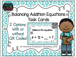 Balancing Addition Equations Task Cards: 1st Gr CC: Properties of Operations