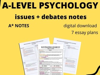 A LEVEL PSYCHOLOGY - ISSUES AND DEBATES 16 MARK ESSAY PLANS (AQA)
