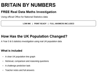UK Population: Free KS2 Statistics Task