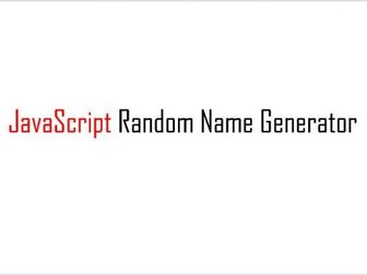 JavaScript Random Name Generator
