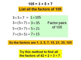 Using prime factors to find all factors