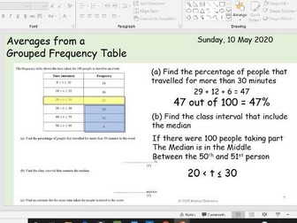Averages - Mean, Mode, Median, Range, Frequency Tables