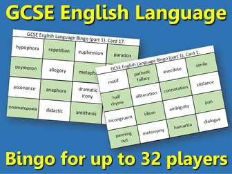 GCSE English Language Keyword Bingo