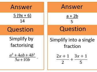 Algebraic fractions treasure hunt