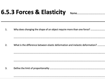 AQA GCSE Science Trilogy Physics Recall sheet. 6.5.3 Forces and Elasticity