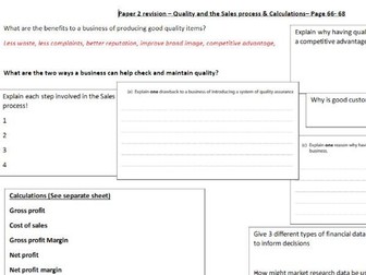 GCSE Business Edexcel Paper 2 All topics A3 sheets for revision