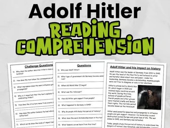Adolf Hitler Reading Comprehension | Nazi Germany & World War II | KS2 History