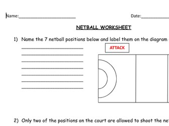 Netball homework/Non-doer sheet