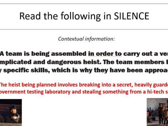 The Heist Devised Scheme of Work